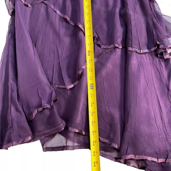 Komarov Womens Layered Purple V-Neck Tiered Chiffon Fit & Flare Dress Size L - Picture 9 of 16